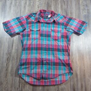 Wrangler Shirt Men's 16 X-Long Tails Pearl Snap Cowboy Cut Regular Fit Plaid